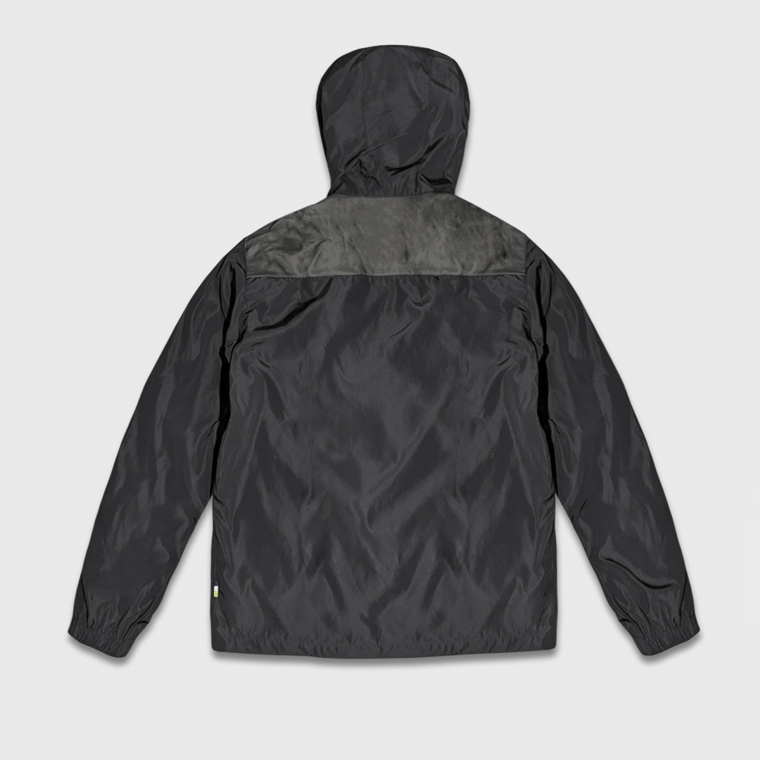Jaket Persona hoodie hitam kombinasi kulit & parasut - 64