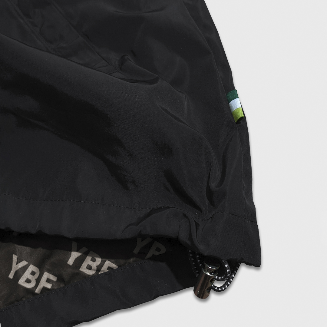 Jaket Persona hoodie hitam kombinasi kulit & parasut - 67